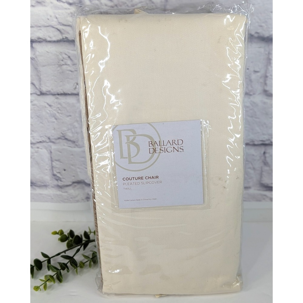 NEW SEALED😍Ballard Designs Couture Chair Slipcover Twill Pleated Off White
